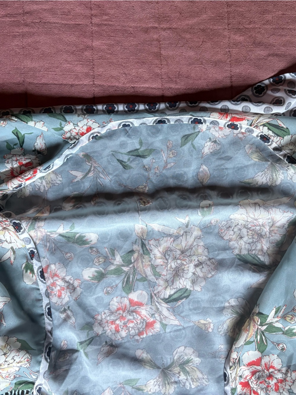 Floral & Geo Print Kimono- Swim Cover Up- Sage and White- Size XXL - Picture 6 of 11